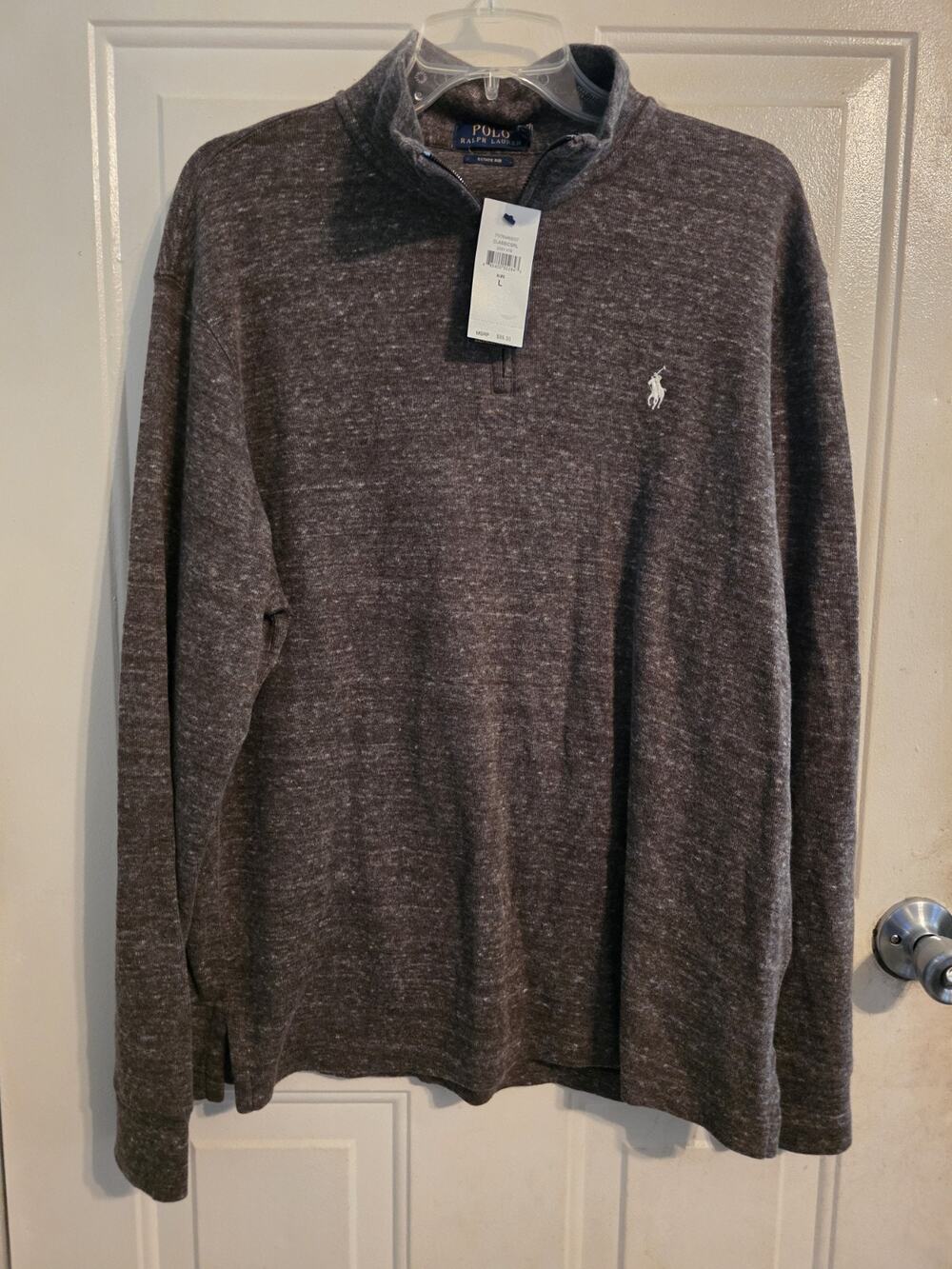 Polo Ralph Lauren Green 1/4 Zip Sweater Pullover Blue Label 100% Cotton L NWT